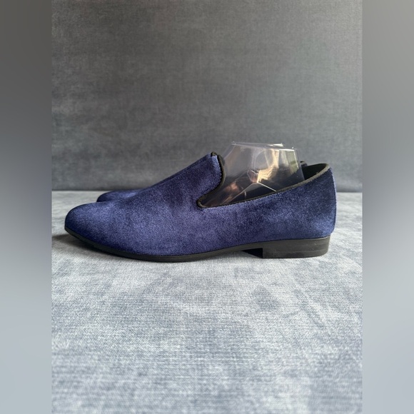 JF. J Ferrar Navy Velvet Slip On Loafers Mens SZ 10M Memory Foam Dressy Formal - Picture 4 of 10